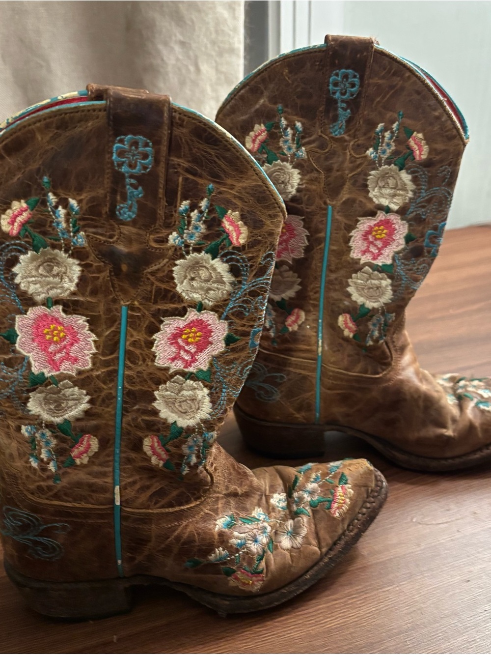 Macie Bean Leather “Never Promised You A Rose Garden” Embroidered Western Boots